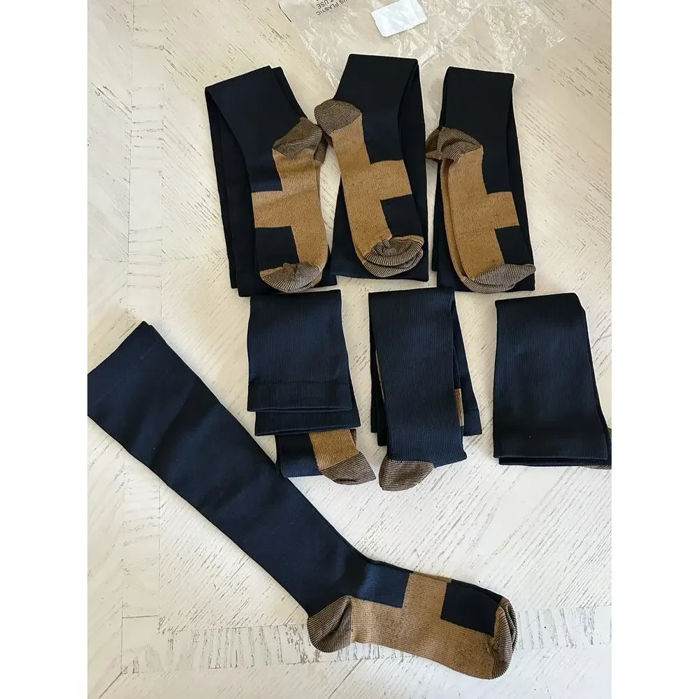 Compression Socks Black Knee High 6 Pairs